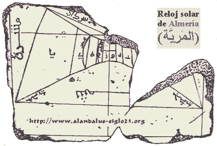Fragmentos del cuadrante solar andalusí conservado en el Museo Arqueológico de Almería